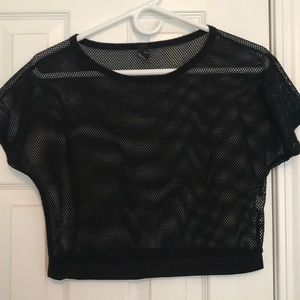 Black mesh cropped tee